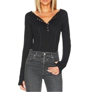 Free People Sloane Bodysuit in Black Size S
